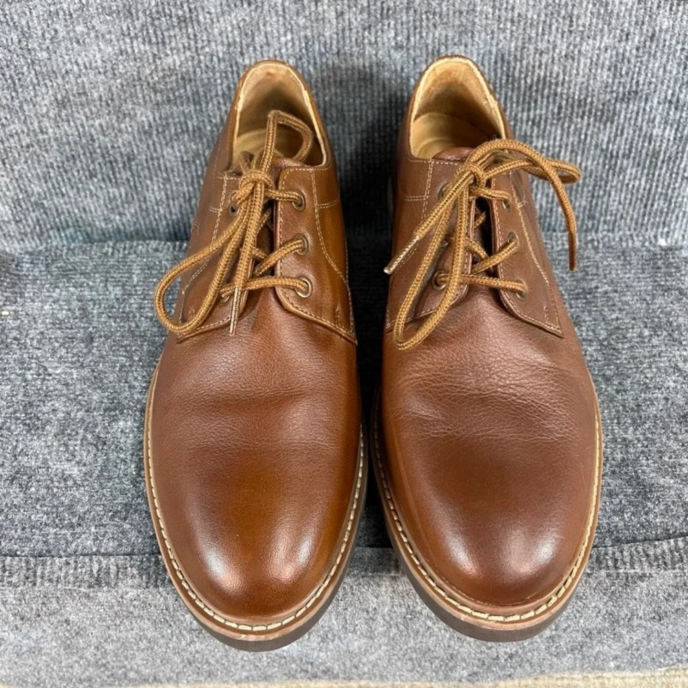 Hush Puppies Bounce Mens Brown Leather Plain Toe Oxford Dress Shoes 10.5